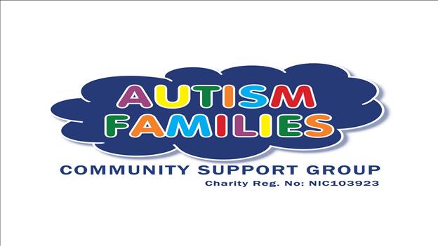 Blue Cloud with Autism Families in centre, community support group at bottom